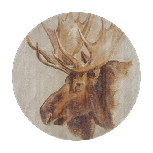 Western American Animal Study  Moose Portrait Cutting Board