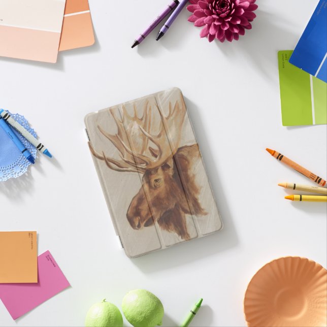 Western American Animal Study | Moose Portrait iPad Mini Cover (In Situ)