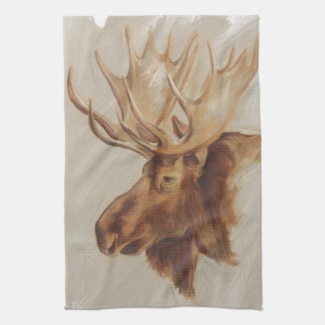 Western American Animal Study | Moose Portrait Kitchen Towel (Vertical)