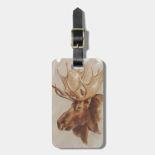 Western American Animal Study  Moose Portrait Luggage Tag