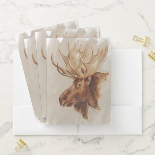 Western American Animal Study  Moose Portrait Pocket Folder