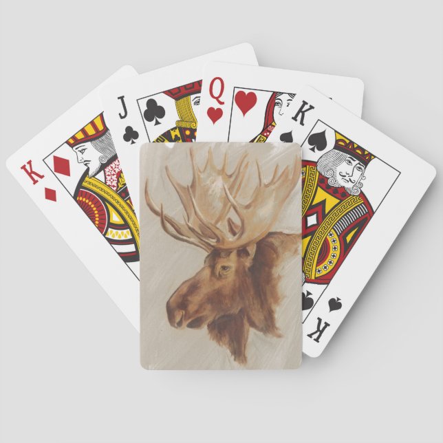 Western American Animal Study | Moose Portrait Poker Cards (Back)