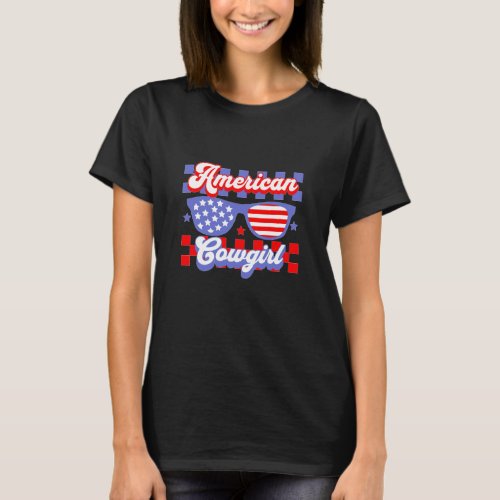 Western American Cowgirl Patriotic T_Shirt