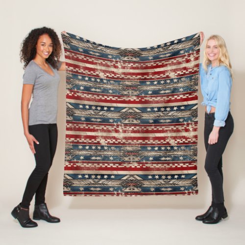 Western American Flag Fleece Blanket