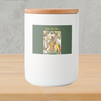 Western American Indian Lady Woods Dark Green Food Label