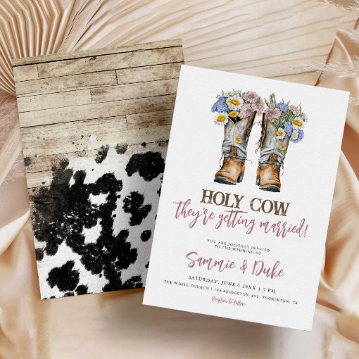 Western and Country Flowers Boots Rustic Wedding Invitation | Zazzle
