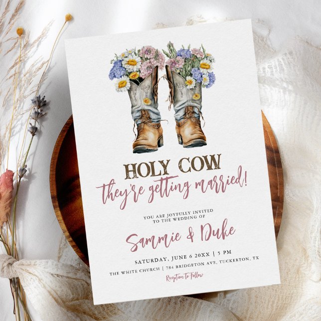 Western and Country Flowers Boots Rustic Wedding Invitation (Creator Uploaded)