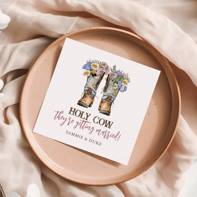 Western and Country Flowers Boots Rustic Wedding Napkins (Creator Uploaded)
