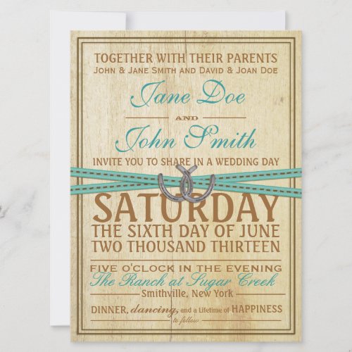 Western and Wood Wedding Invitation