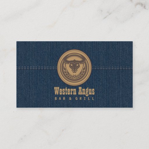 Customizable Western Angus Bar &amp; Grill Restaurant Business Card