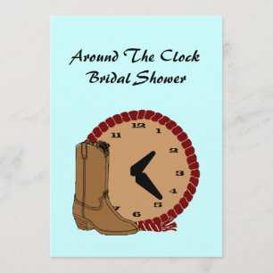 Western Around The Clock Bridal Shower Invitations