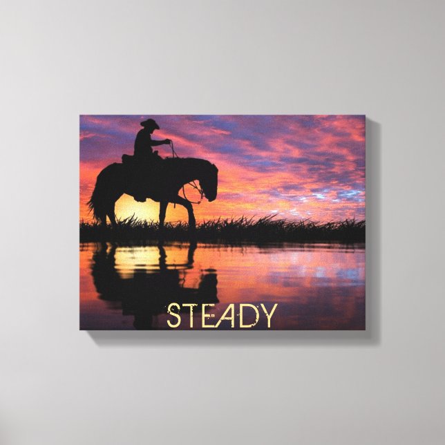 Western Art Cowboy on Horse Canvas Print (Front)