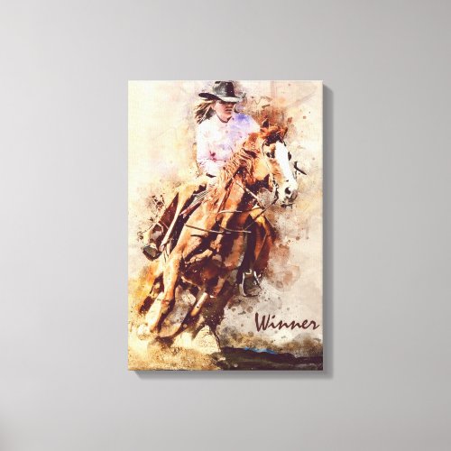 Western Art Cowgirl Horse Rodeo Winner Canvas Print