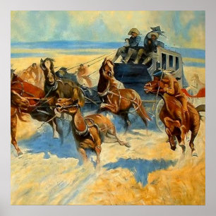 Western Art “Downing the Nigh Leader” Poster