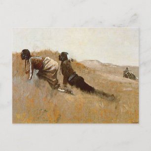 Western Art “Indian Scouts Watching Custer” Postcard