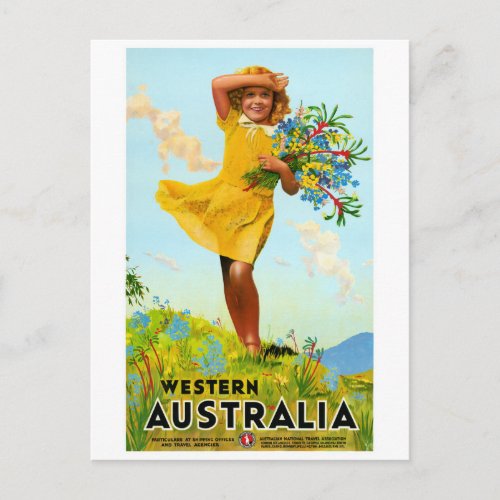 Western Australia Restored Vintage Travel Poster Postcard