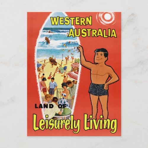 Western Australia Restored Vintage Travel Poster Postcard