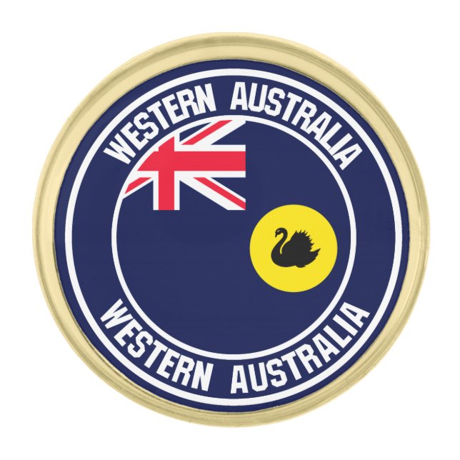 Western Australia Round Emblem Gold Finish Lapel Pin (Front)