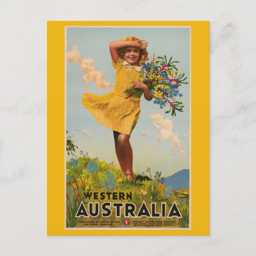 Western Australia vintage travel ad Postcard