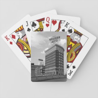 Western Auto Sign Architecture Black & White Photo Playing Cards