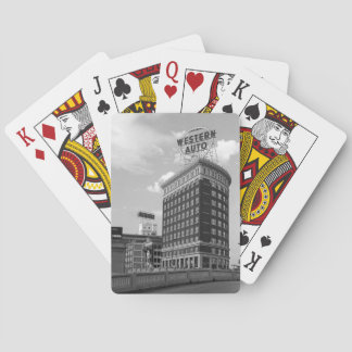 Western Auto Sign Architecture Black & White Photo Poker Cards