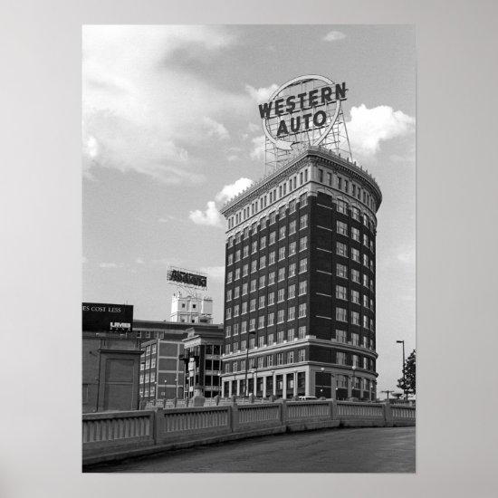 Western Auto Sign Black & White Architecture Photo
