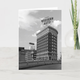 Western Auto Sign Black & White Architecture Photo Card