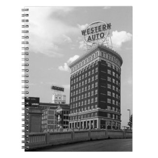 Western Auto Sign Black & White Architecture Photo Notebook