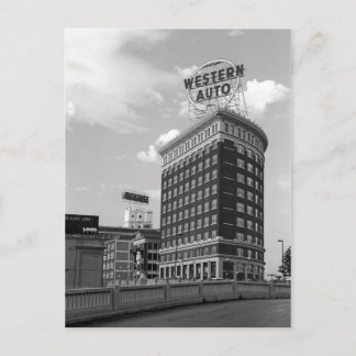 Western Auto Sign Black & White Architecture Photo Postcard