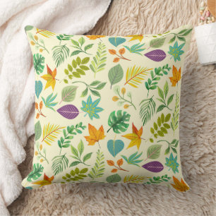 Western Autumn Leaves - Vintage Botanical Foliage Throw Pillow