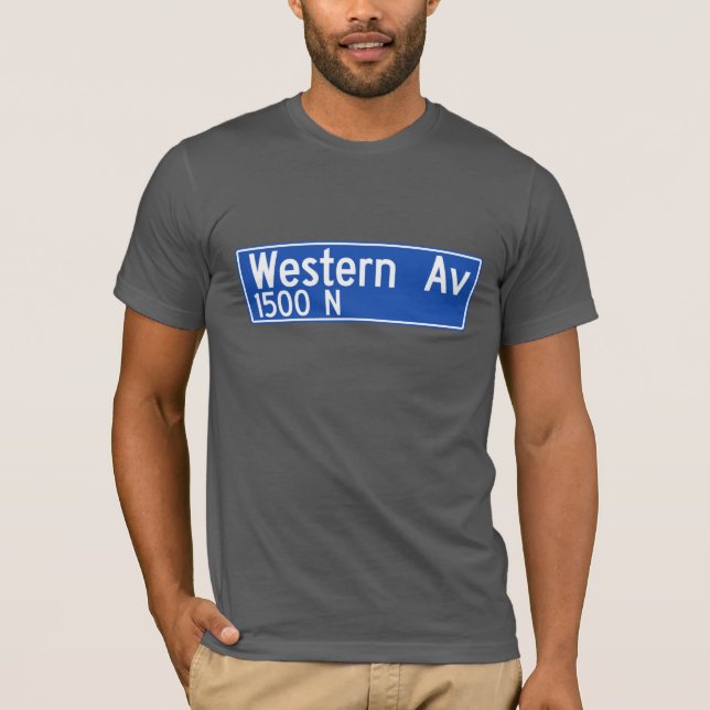 Western Avenue, Los Angeles, CA Street Sign T-Shirt (Front)