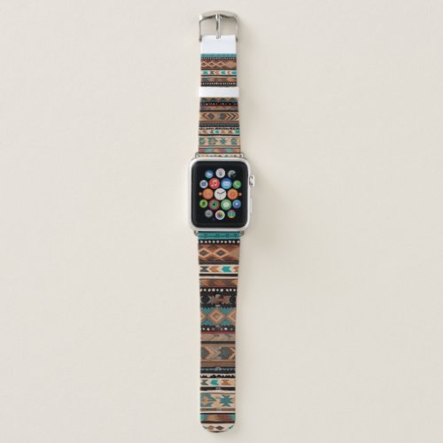 Western Aztec Boho Design Pattern Brown Country Apple Watch Band