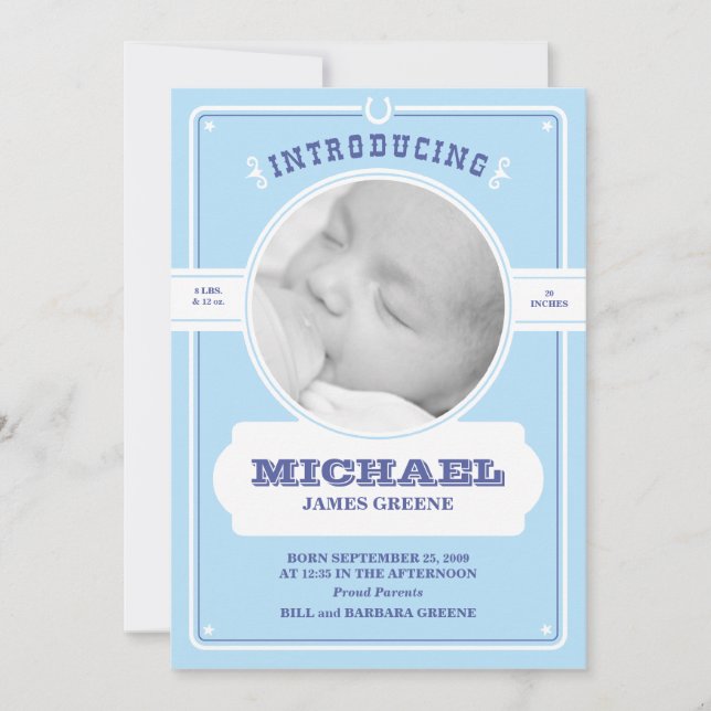 Western Baby Boy Announcement (Front)