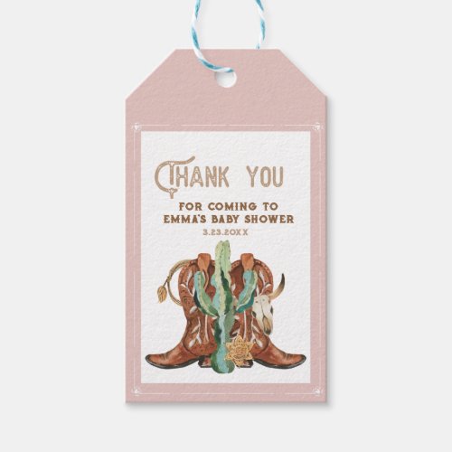 Western Baby Girl Shower Thank You Favor Tags
