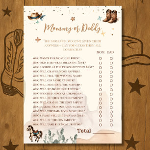 Western Baby Shower Guessing Game Card Mommy Daddy Flyer