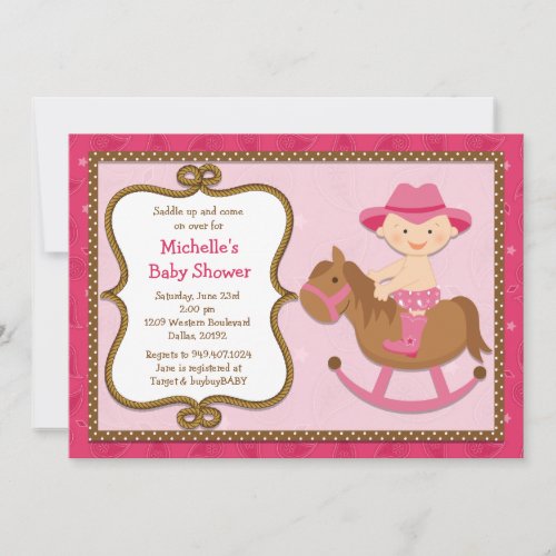Western Baby Shower Invitation Cowgirl