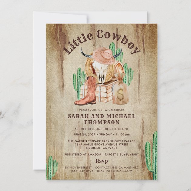 Western Baby Shower Invitation Little Cowboy Boy
