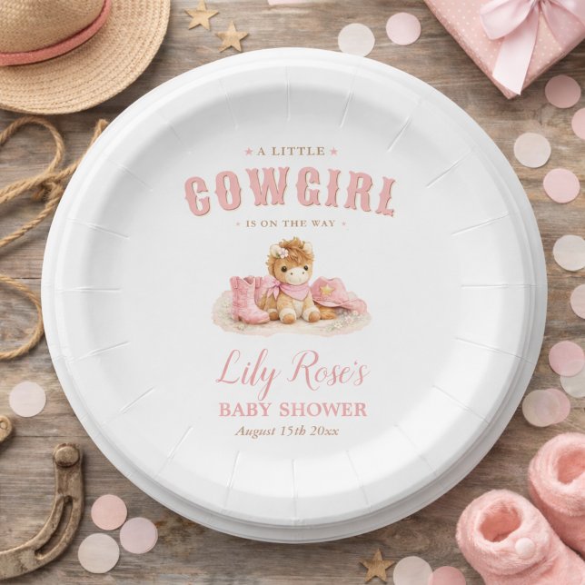 Western Baby Shower Pink Little Cowgirl Paper Plates (Creator Uploaded)