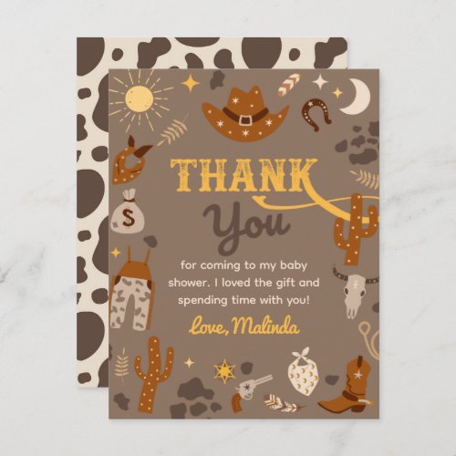 Western Baby Shower Thank You Card  Cowboy Shower