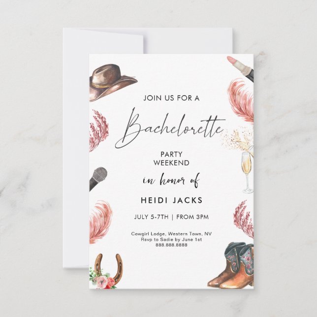 Western Bachelorette Party Invitation Rodeo Theme (Front)