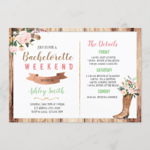 Western bachelorette with Itinerary invitation