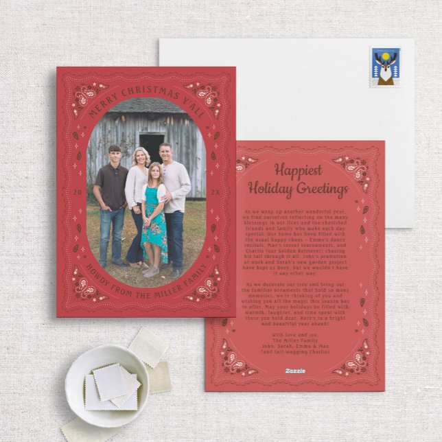 Western Bandana Border Christmas Photo Card (Creator Uploaded)