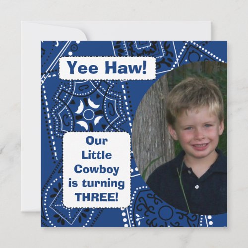 Blue Bandana Cowboy Birthday Invitation