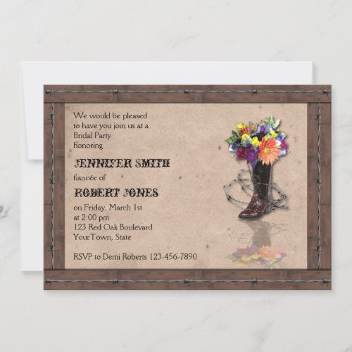 Western Barbed Wire Bridal Shower Invitation