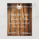 Western Barbed Wire Wood Save The Date Postcards at Zazzle