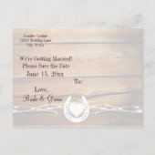 Western Barbed Wire Wood Save the Date Postcards (Back)