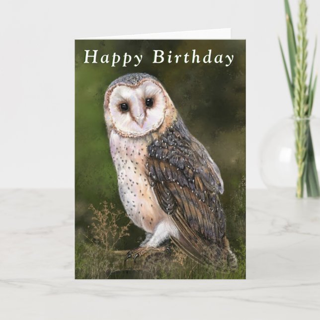 Western Barn Owl Birthday Card (Front)