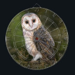 Western Barn Owl Dart Board<br><div class="desc">Western Barn Owl - Migned Watercolor Painting Art Beautiful Forest Bird</div>