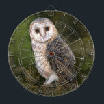 Western Barn Owl Dart Board<br><div class="desc">Western Barn Owl - Migned Watercolor Painting Art Beautiful Forest Bird</div>