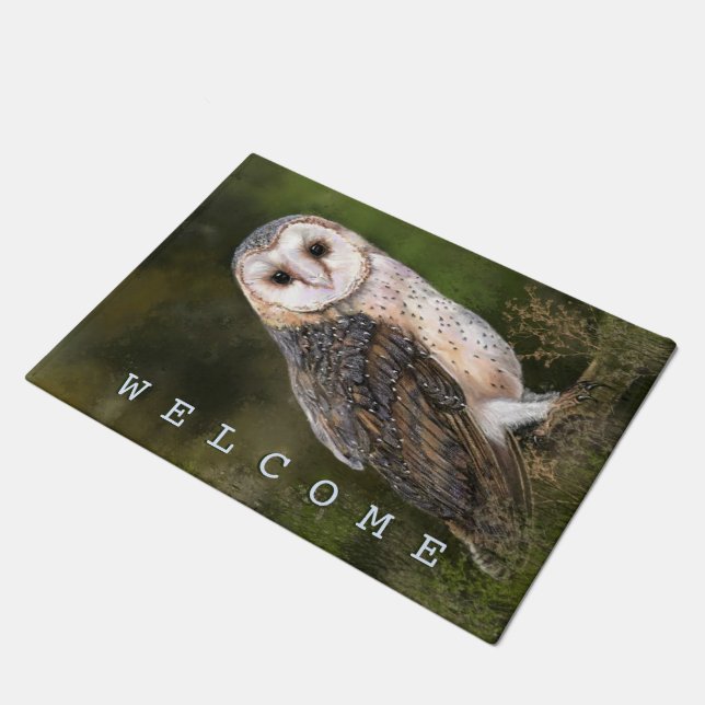 Western Barn Owl Doormat (Angled)